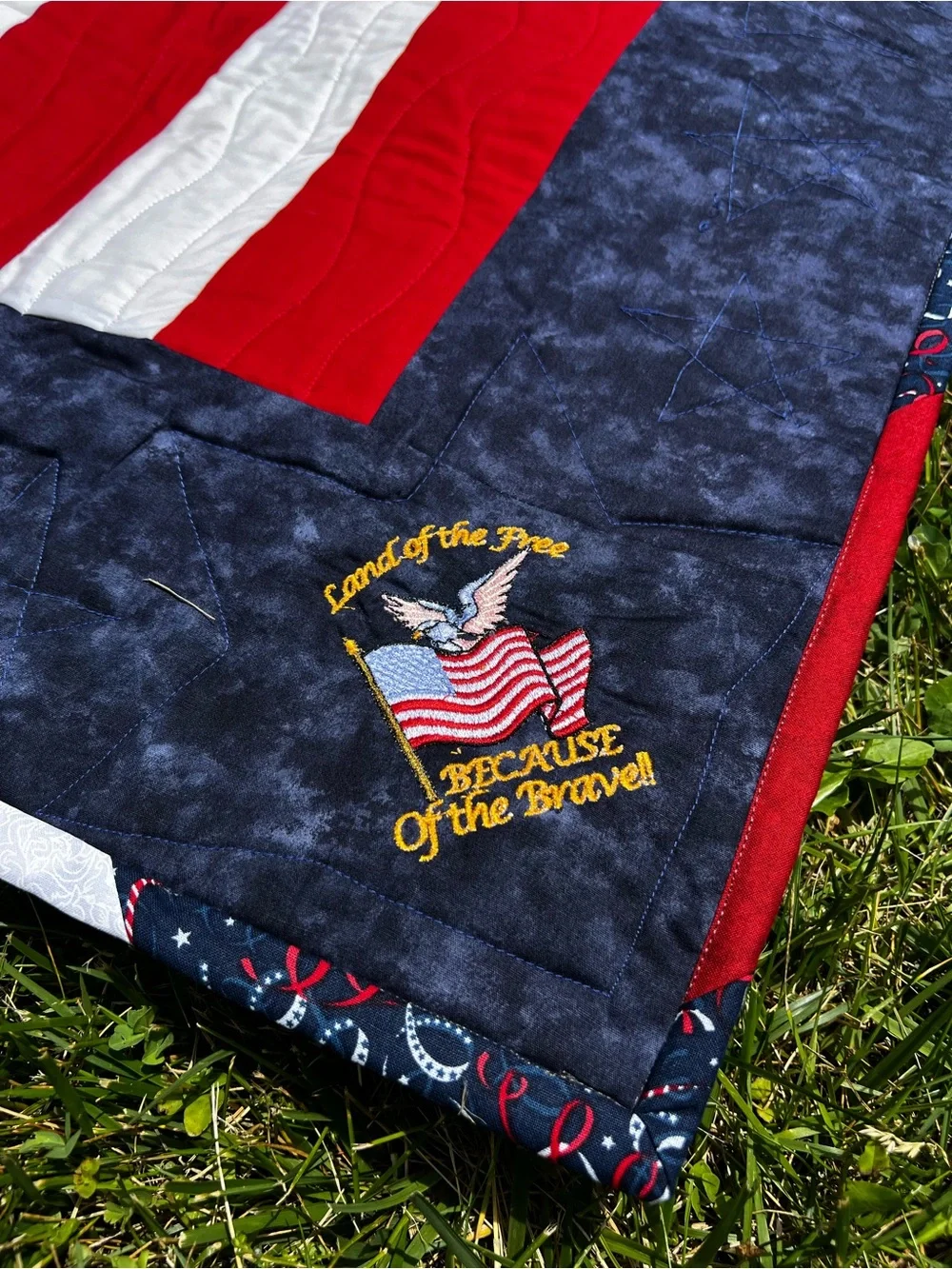 Vintage Handmade American Flag Veterans Quilt